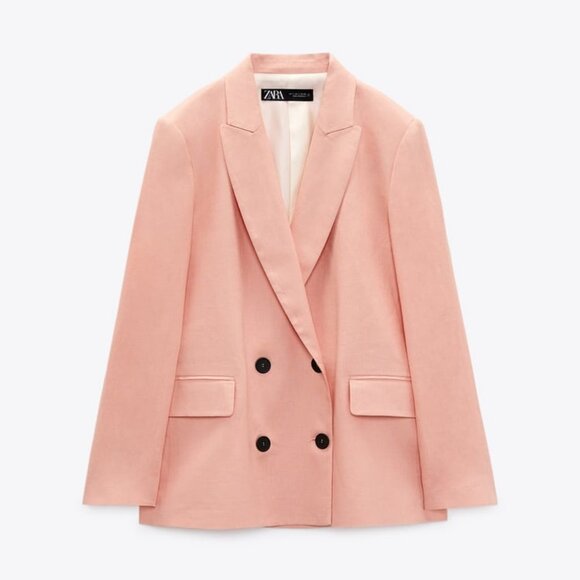 NWT Zara Double Breasted Linen Blend Blazer - Picture 2 of 13